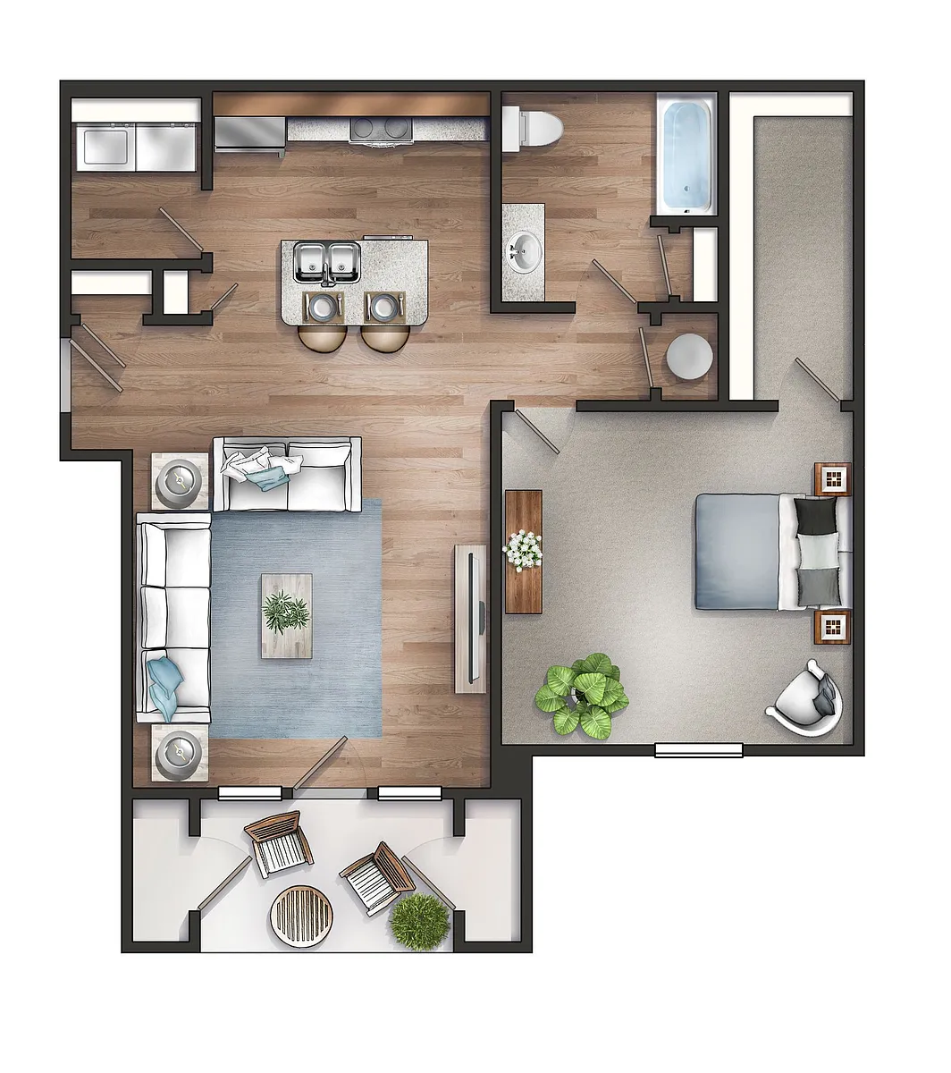 Floor plan 1 Bedroom Craftsman Premier