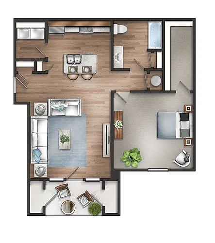 Floor plan 1 Bedroom Craftsman Premier