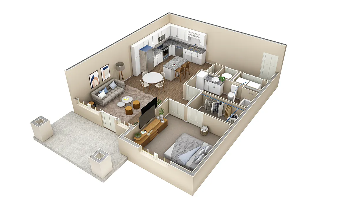 Floor plan 1 BR Vue Courtyard