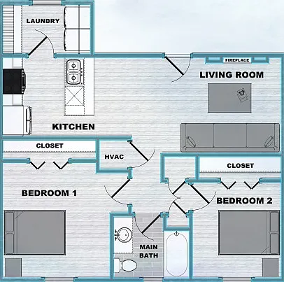 Trails End 2 Bed 1 Bath Floor Plan Trails End 2 Bed 1 Bath Floor Plan