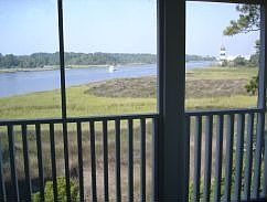 View from Porch of the waterway towards lighthouse