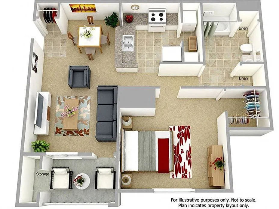 Floor plan One Bedroom One Bathroom 60% Phase III