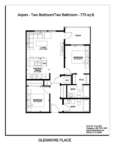Floor plan 2 bedroom + 2 bathroom with Balcony
