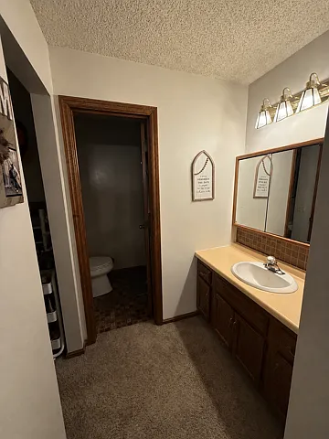 Master Bedroom vanity, 3/4 bathroom and walk in closet