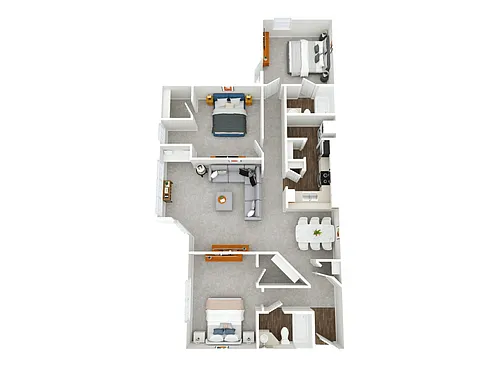 Floor plan 3BR - 2BTH DLX