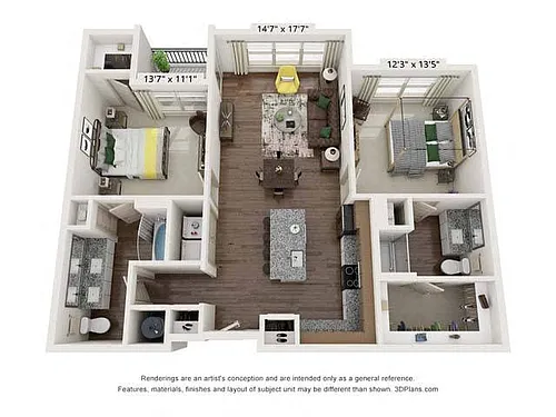 Floor plan Two-Bedroom (B2)