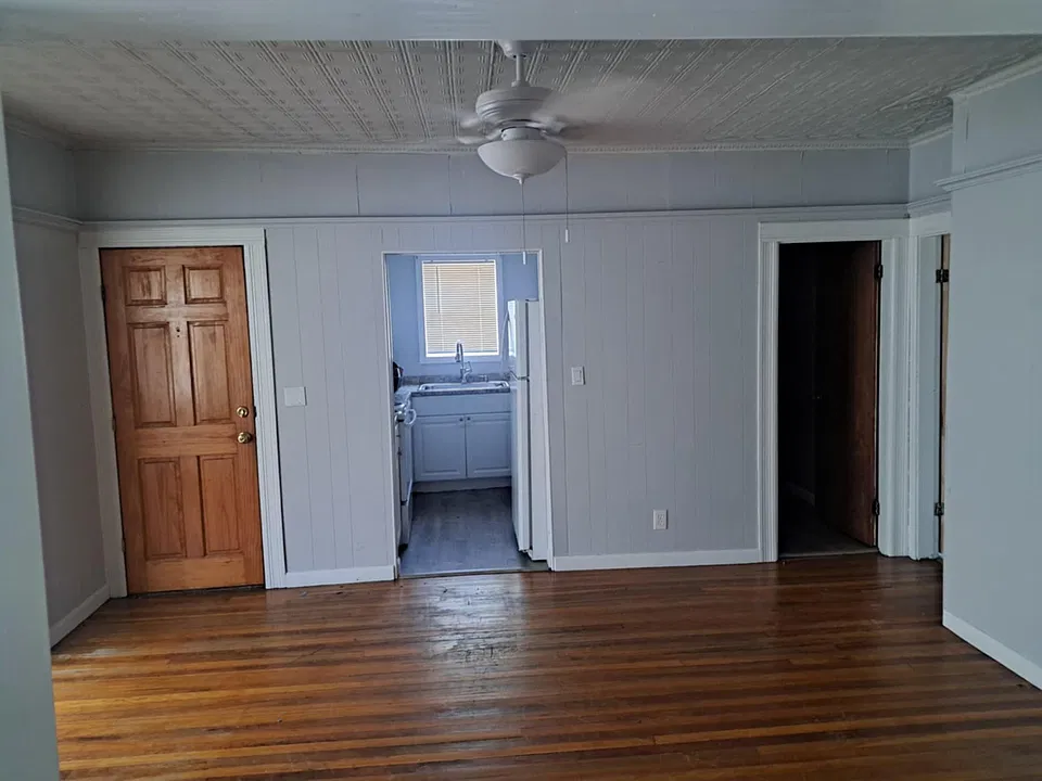 Dining room with wood floors!