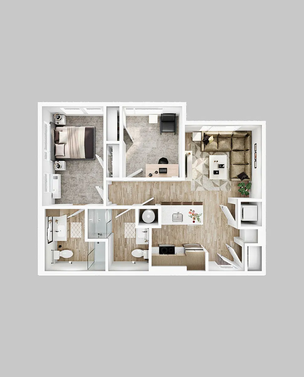 Floor plan 2BR/2BA - B3b