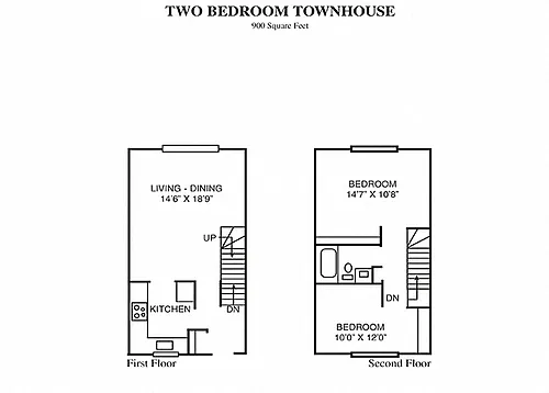 Floor plan 2 Bedroom Townhouse