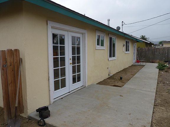 back patio and French doors from bedroom