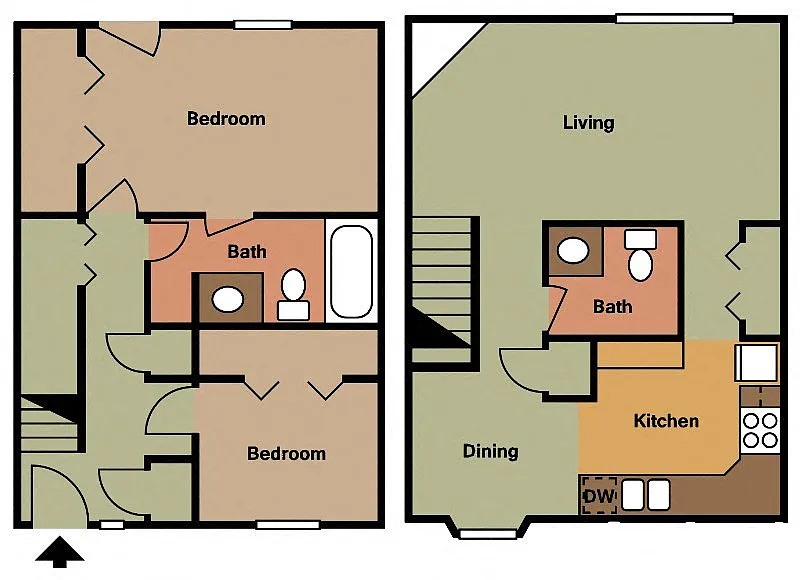 Floor plan 2Bed 1.5 Bath Condo