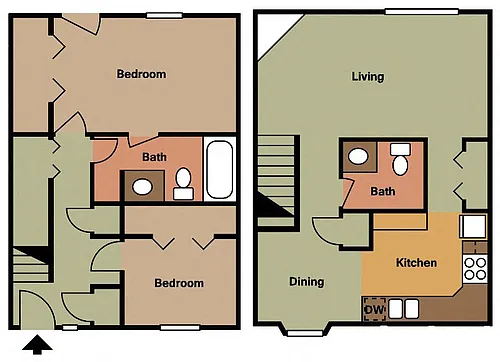 Floor plan 2Bed 1.5 Bath Condo