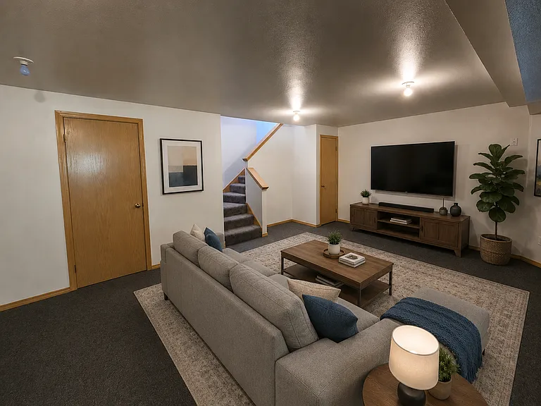 Virtually staged lower level.