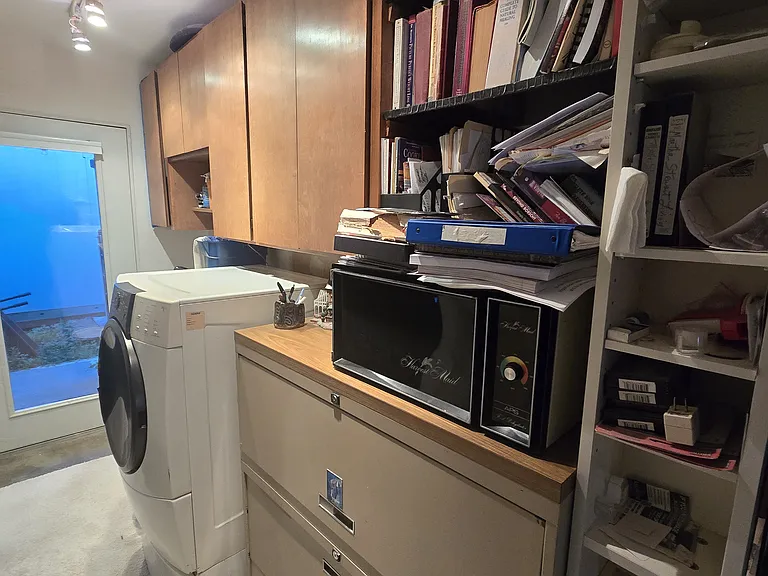Dryer is directly across from the washer, one just has to take cloths out of the washer, turn and throw them in the dryer.