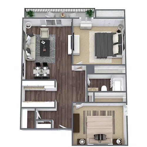 Floor plan B1: 2 Bed 1 Bath