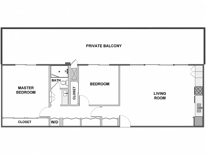 Floor plan 2 Bed / 1 Bath: Type A