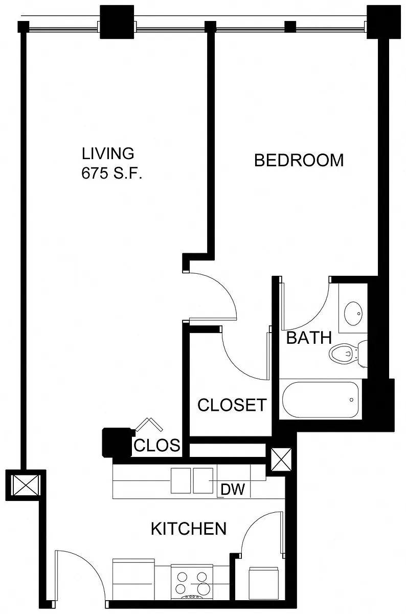 Floor plan 1 Bed/1 Bath-P A5