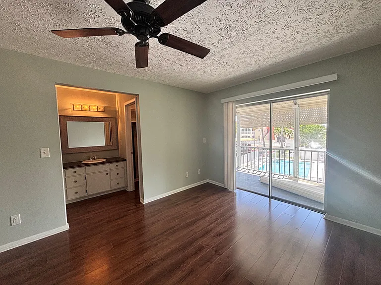 Primary bed and bath suite.