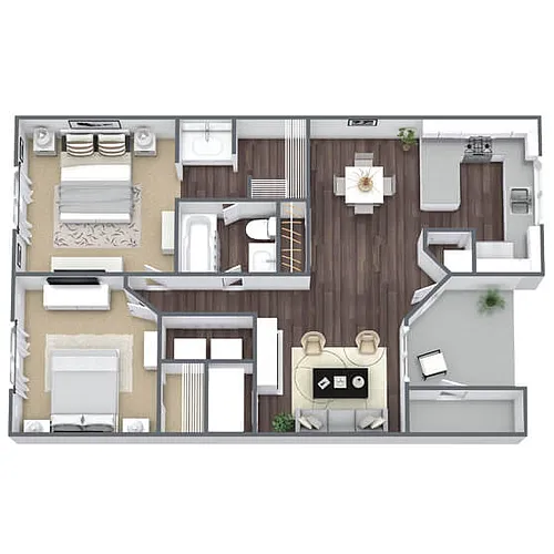 Floor plan B1: 2 Bed 1 Bath