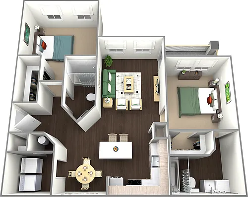 Floor plan B1 - Two Bedroom, Two Bathroom