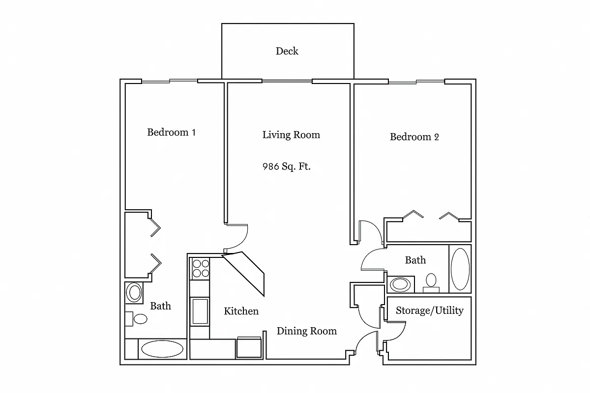 Floor plan 2 Bedroom 2 Bathroom