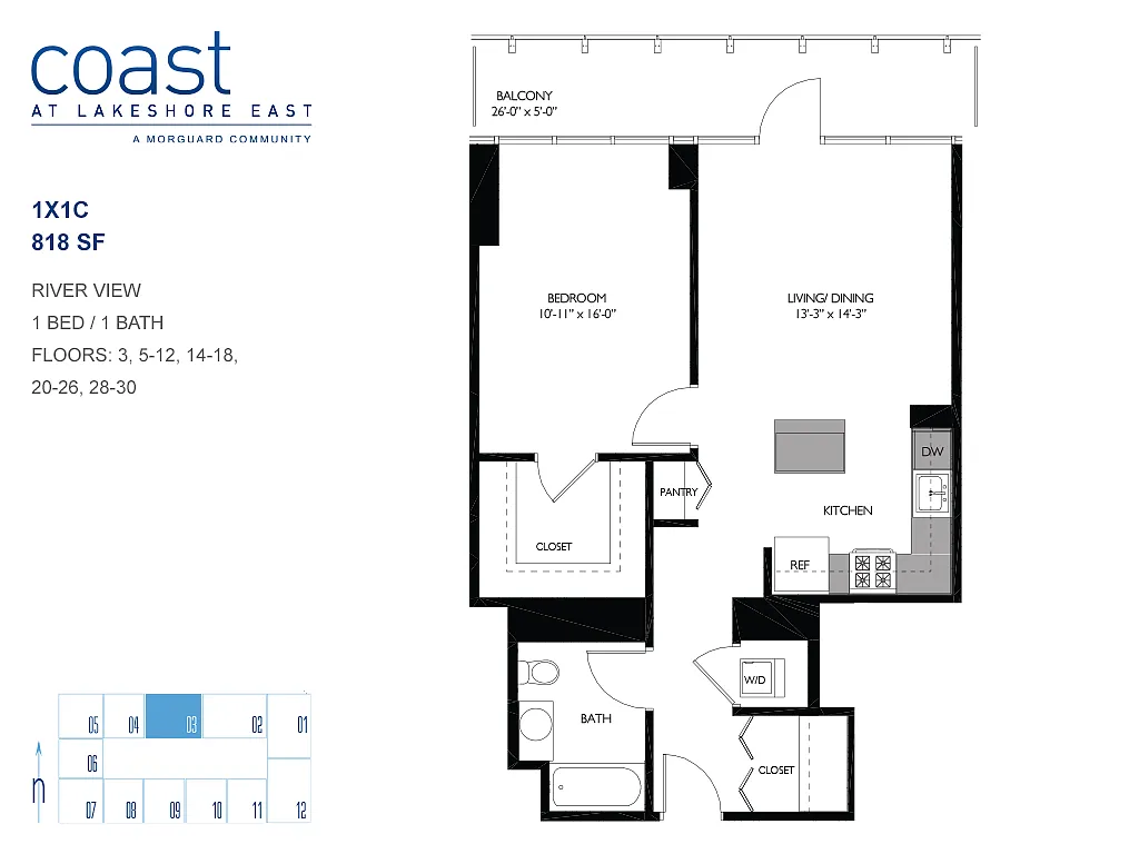 Floor plan 1x1C