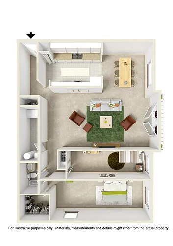 Floor plan 2 Bedroom 1 Bath