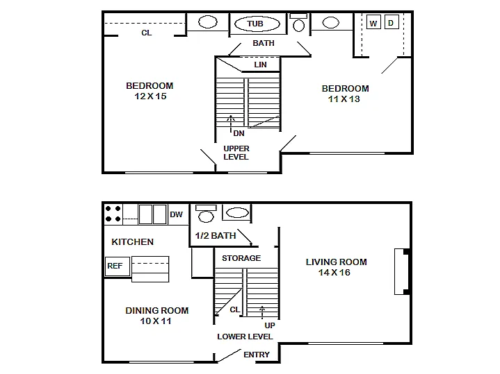 Floor plan 2 Bed, 2 Bath A Townhome (80% Income Restricted)