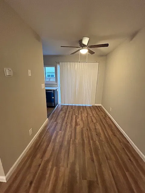 Dining area leading to the private backyard