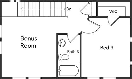 A layout of the Primrose second floor with bedroom floorplan
