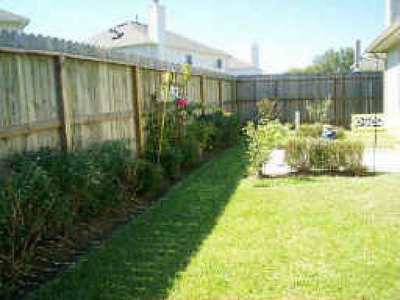 fenced back yard