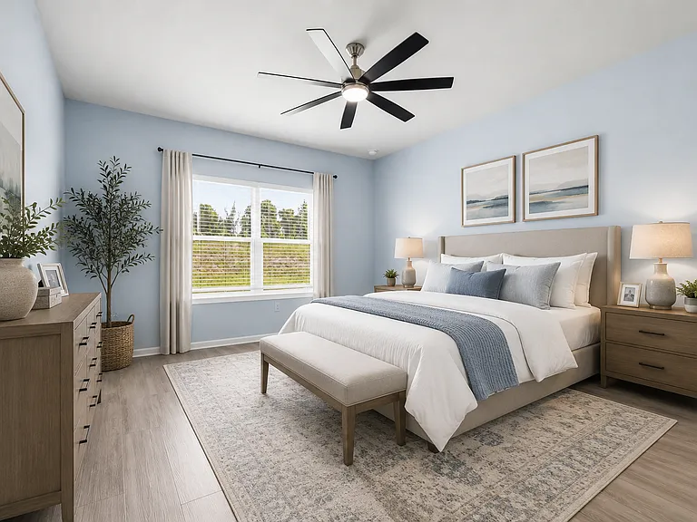 Primary bedroom virtually staged