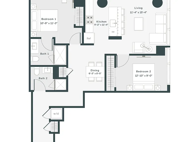 T1 floor plan 1400 Wabash