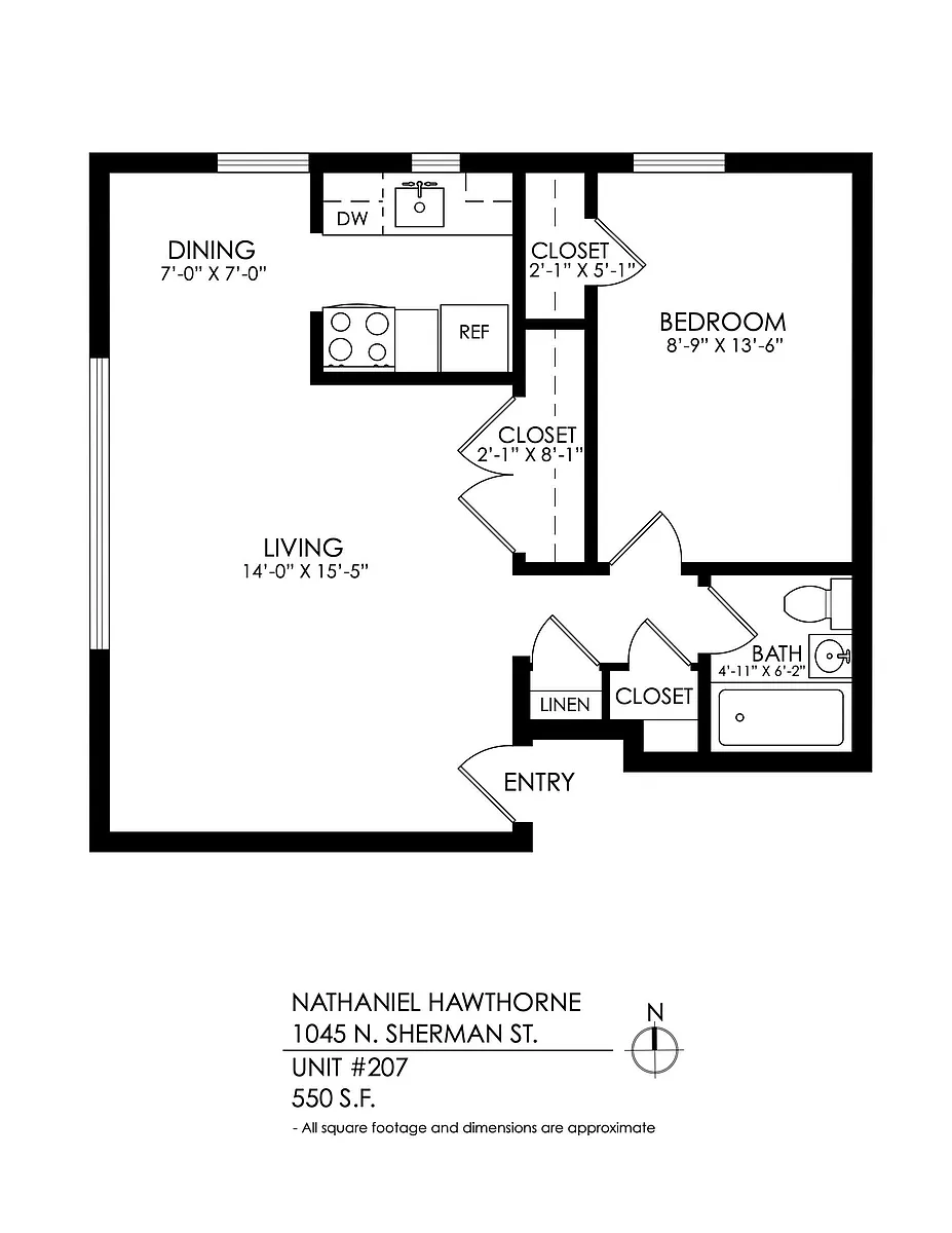 Floor plan 1 Bedroom, 1 Bath