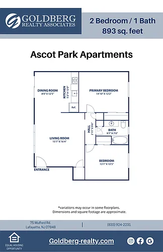 Floor plan Two Bedroom 1 bath