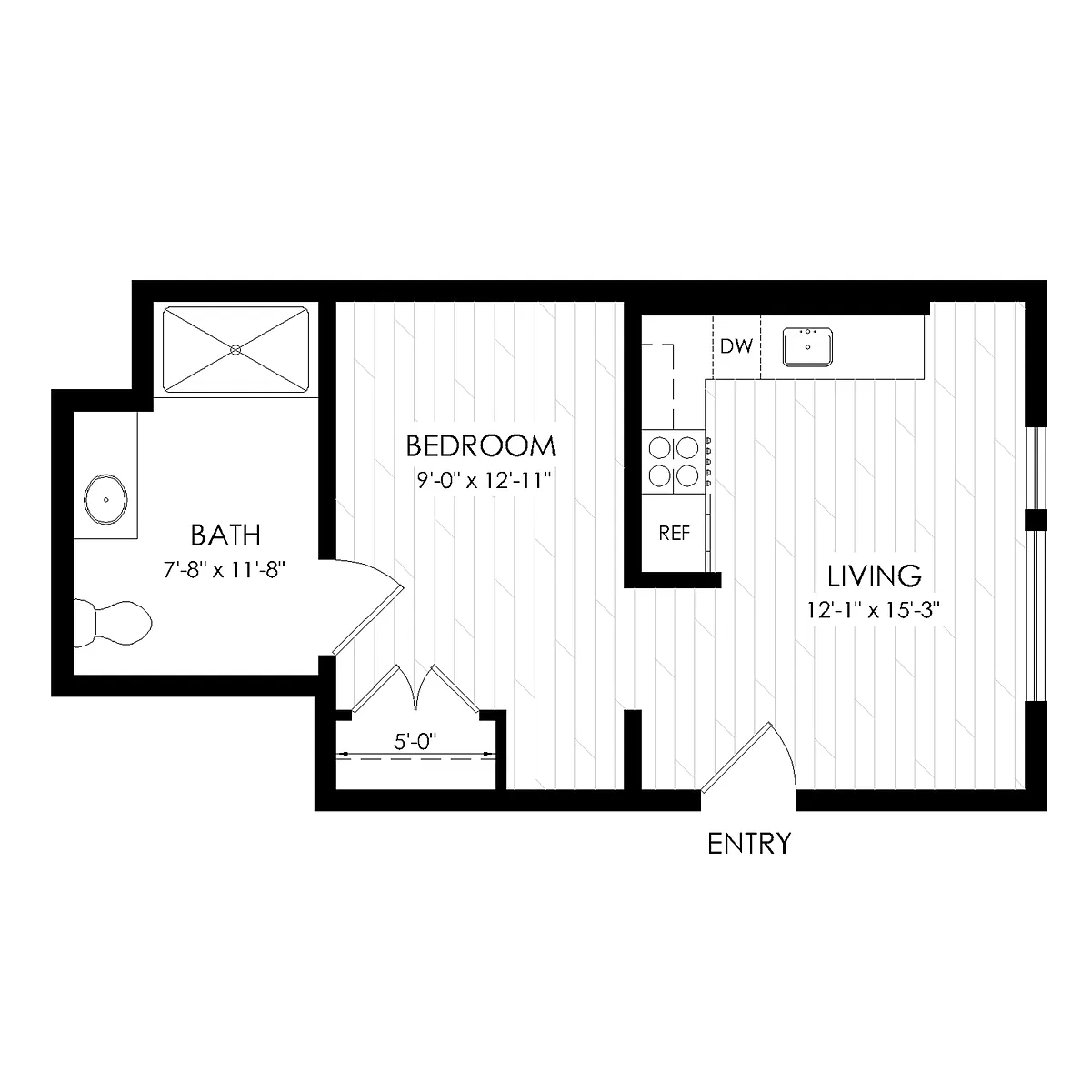 Floor plan Studio - Regular 415 sqft