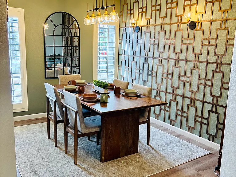 The designer MCM dining room is a WOW