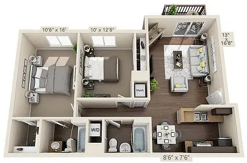 Floor plan 2X2 B