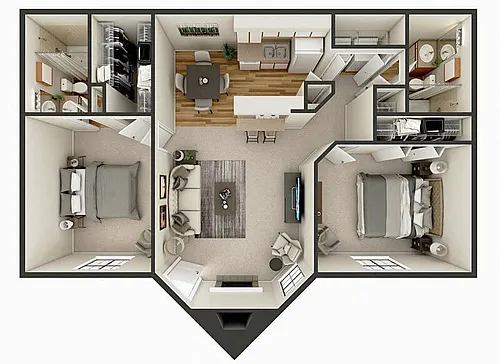 Floor plan 2 Bed 2 Bath