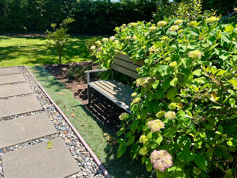 Bench overlooking Fountain Garden