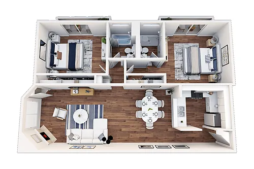 Floor plan 2 Bedroom, 2 Bath