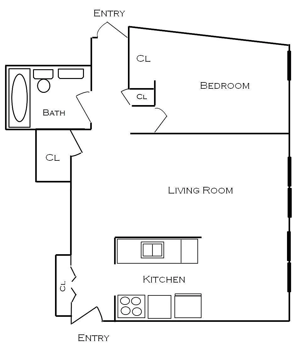 Floor plan 1 Bedroom 1 Bath