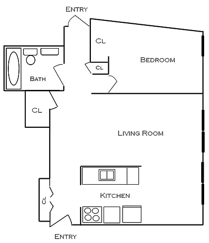 Floor plan 1 Bedroom 1 Bath