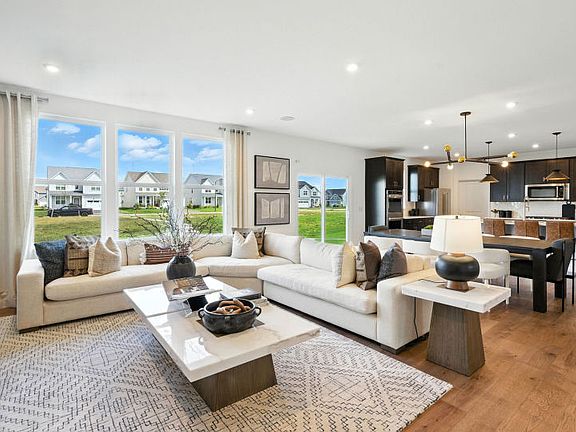 Welcoming gathering room with plenty of light