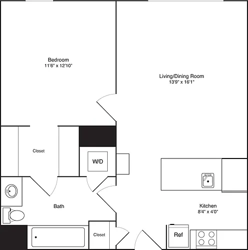Floor plan 1 Bedroom K_617