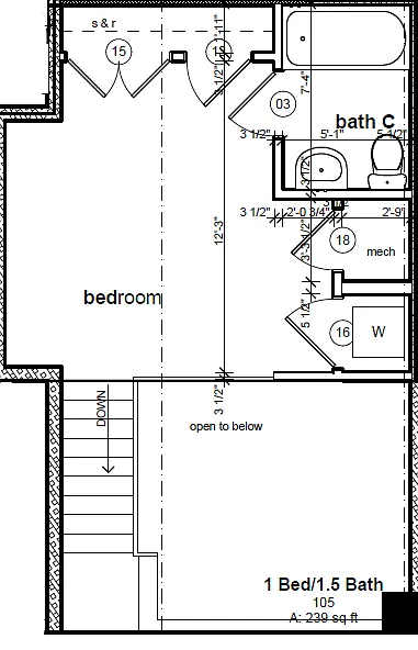 Floor plan 1Bd15Ba596