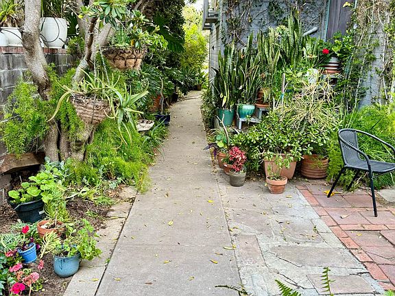 Looking down walkway