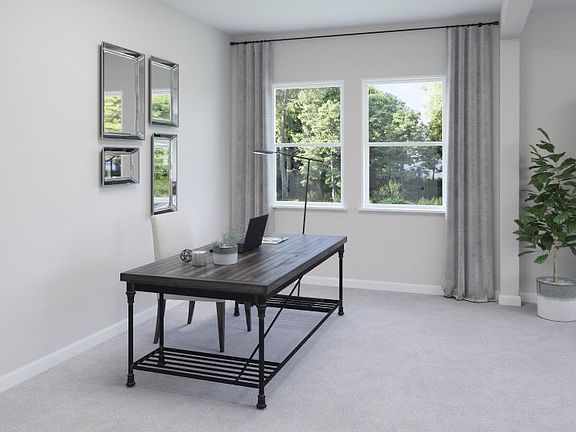 A flex room on the first floor effortlessly connects to the family room and can be styled as a work