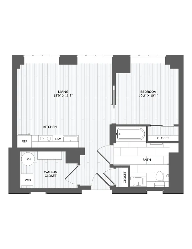Floor plan 1 Bed 1 Bath-B1 Type A
