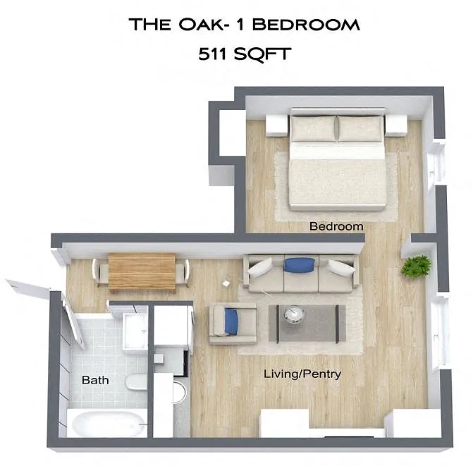 Floor plan 1 Bedroom 1 Bathroom